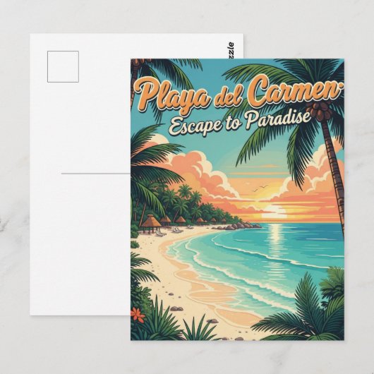  Playa del Carmen Mexico Reizen Briefkaart (Voorkant / Achterkant)