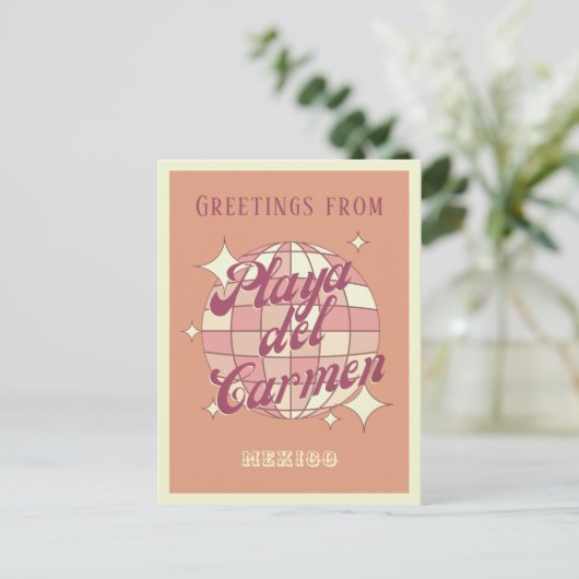 Playa del Carmen Mexico Retro  Briefkaart (Staand voorkant)
