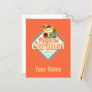 Playa del Carmen Mexico Retro Cocktail  Feestdagenkaart