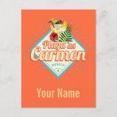 Playa del Carmen Mexico Retro Cocktail  Feestdagenkaart (Voorkant)