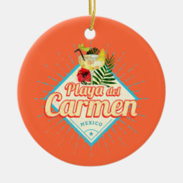 Playa del Carmen Mexico Retro Cocktail  Keramisch Ornament