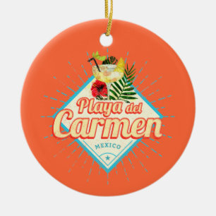Playa del Carmen Mexico Retro Cocktail  Keramisch Ornament