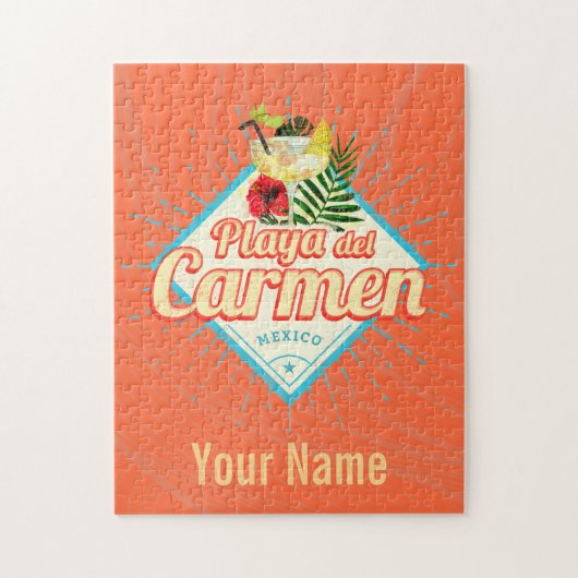 Playa del Carmen Mexico Retro Cocktail  Legpuzzel (Verticaal)