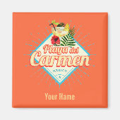 Playa del Carmen Mexico Retro Cocktail  Magneet (Voorkant)