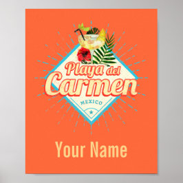 Playa del Carmen Mexico Retro Cocktail  Poster