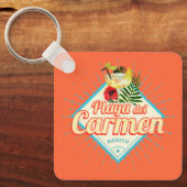 Playa del Carmen Mexico Retro Cocktail  Sleutelhanger (Voorkant)