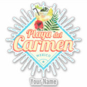 Playa del Carmen Mexico Retro Cocktail  Sticker (Voorkant)