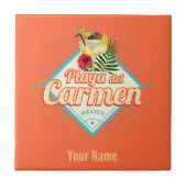 Playa del Carmen Mexico Retro Cocktail  Tegeltje (Voorkant)