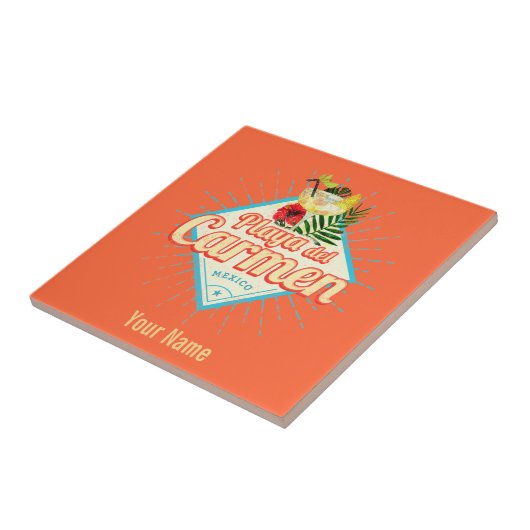 Playa del Carmen Mexico Retro Cocktail  Tegeltje (Zijkant)