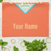 Playa del Carmen Mexico Retro Cocktail  Theedoek (Gevouwen)