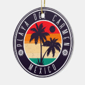 Playa del Carmen Mexico Retro Palmboom jaren 60 Keramisch Ornament (Links)