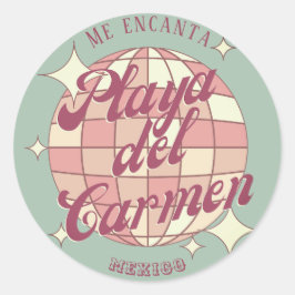 Playa del Carmen Mexico Retro souvenir decor blauw Ronde Sticker