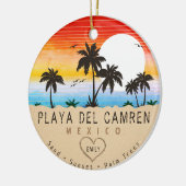Playa del Carmen Mexico Retro Zonsondergang Palmbo Keramisch Ornament (Links)
