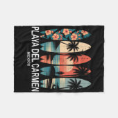 Playa Del Carmen Mexico Surfboard Surfing Retro _1 Fleece Deken (Voorkant (Horizontaal))