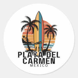 Playa Del Carmen Mexico Surfen Surfer _1 Ronde Sticker