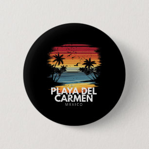Playa Del Carmen Mexico Surfplank Surfen Vintage  Ronde Button 5,7 Cm