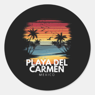 Playa Del Carmen Mexico Surfplank Surfen Vintage Ronde Sticker