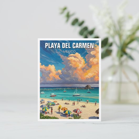 Playa del Carmen Mexico Travel Beach Briefkaart (Staand voorkant)