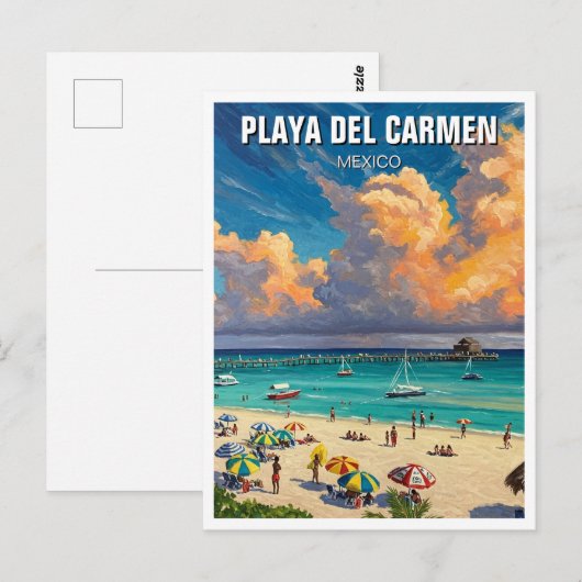 Playa del Carmen Mexico Travel Beach Briefkaart (Voorkant / Achterkant)