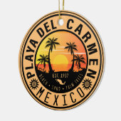 Playa del Carmen Retro Zonsondergang Palmbomen jar Keramisch Ornament (Links)