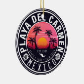 Playa del Carmen Retro Zonsondergang Palmbomen jar Keramisch Ornament (Rechts)
