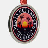 Playa del Carmen Retro Zonsondergang Palmbomen jar Metalen Ornament (Rechts)