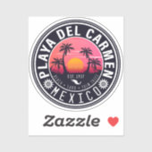 Playa del Carmen Retro Zonsondergang Palmbomen jar Sticker (Vel)