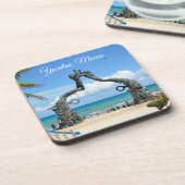 Playa del Carmen-standbeeld op strand reis souveni Bier Onderzetter (Linkerzijde)