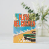 Playa del Carmen vintage reisposter print Briefkaart (Staand voorkant)
