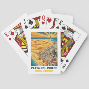 Playa del Ingles Maspalomas Gran Canaria Retro  Pokerkaarten