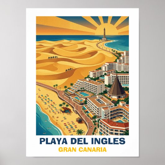 Playa del Ingles Maspalomas Gran Canaria Vintage Poster (Voorkant)