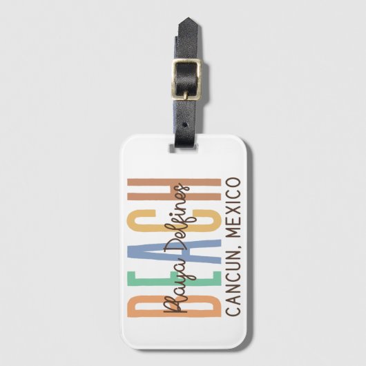Playa Delfines Cancun Mexico (Zand) Bagagelabel (Voorkant (verticaal))