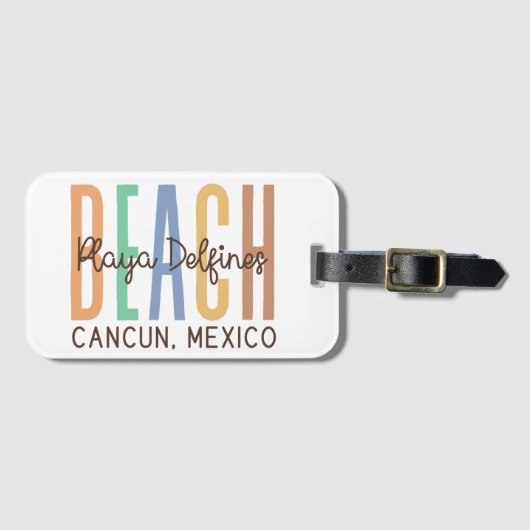 Playa Delfines Cancun Mexico (Zand) Bagagelabel (Voorkant (horizontaal))