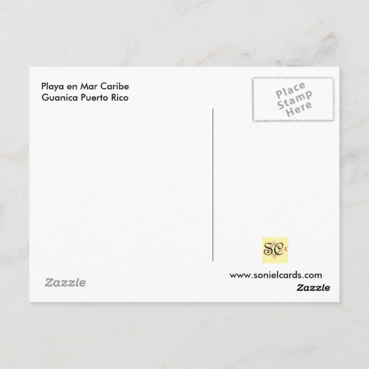 Playa en Mar Caribe Guanica Briefkaart (Achterkant)