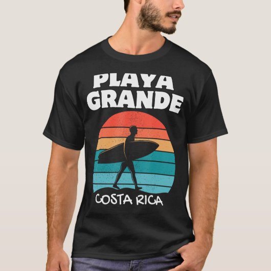 PLAYA GRANDE COSTA RICA Surf Retro Sunset Surfen T-shirt (Voorkant)
