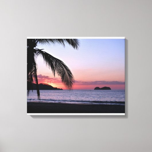 Playa Hermosa Strand Zonsondergang Palmen Canvas Afdruk (Voorkant)