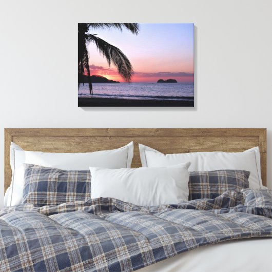 Playa Hermosa Strand Zonsondergang Palmen Canvas Afdruk (Insitu (Slaapkamer))