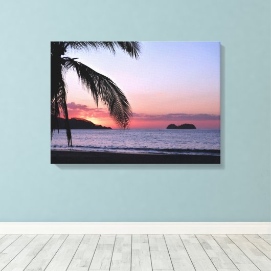 Playa Hermosa Strand Zonsondergang Palmen Canvas Afdruk (Insitu (Houten vloer))
