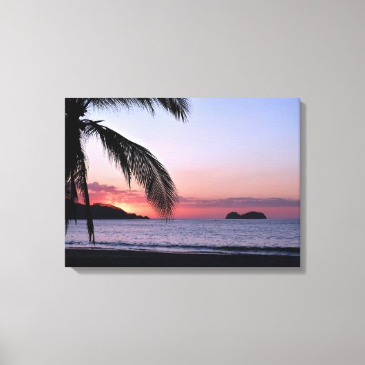 Playa Hermosa Strand Zonsondergang Palmen Canvas Afdruk (Voorkant)