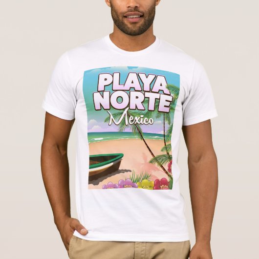 Playa Norte Mexicaanse strandposter T-shirt (Voorkant)