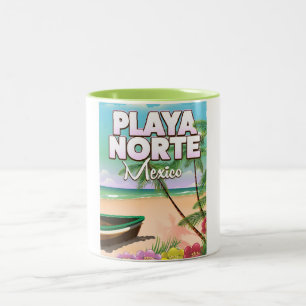 Playa Norte Mexicaanse strandposter Tweekleurige Koffiemok
