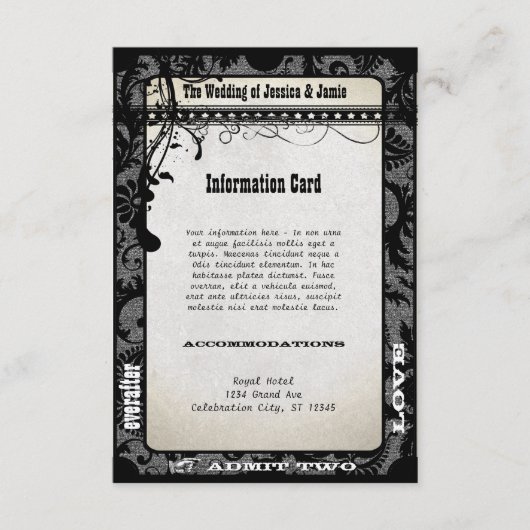 Playbill Bruiloft Details Kaart (Voorkant)