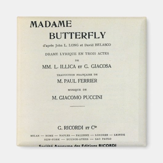 Playbill for Madame Butterfly by Giacomo Magneet (Voorkant)
