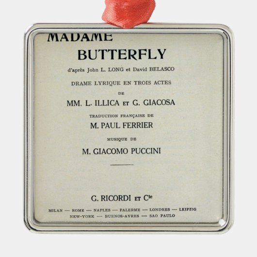 Playbill for Madame Butterfly by Giacomo Metalen Ornament (Voorkant)