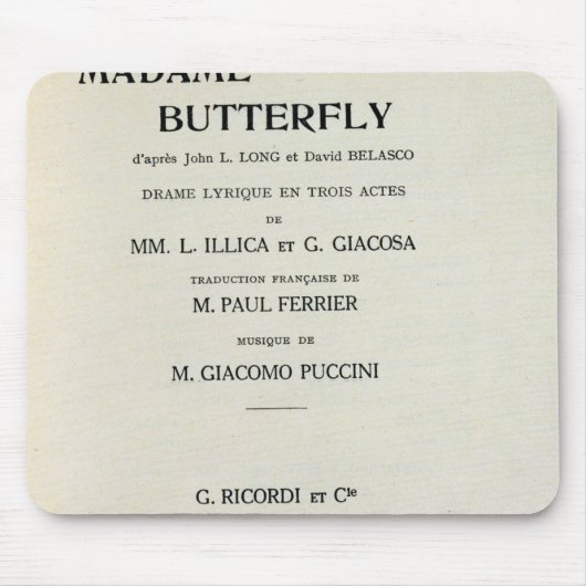 Playbill for Madame Butterfly by Giacomo Muismat (Voorkant)