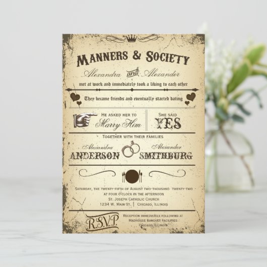  Playbill Storyline Formele bruiloft Nodig 2 uit Kaart (Staand voorkant)