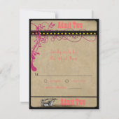 Playbill Ticket RSVP Raspberry Coral and Yellow Kaart (Achterkant)