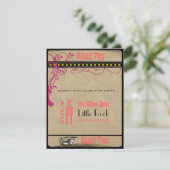 Playbill Ticket RSVP Raspberry Coral and Yellow Kaart (Staand voorkant)