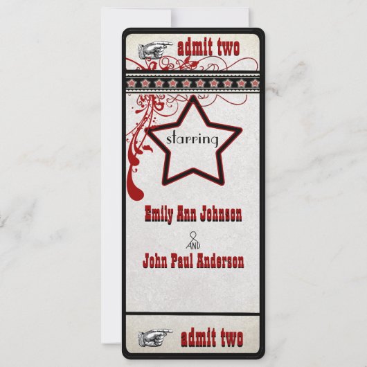 Playbill Ticket Weddenschap Crimson Burgundy Red B Kaart (Achterkant)