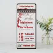 Playbill Ticket Weddenschap Crimson Burgundy Red B Kaart (Staand voorkant)